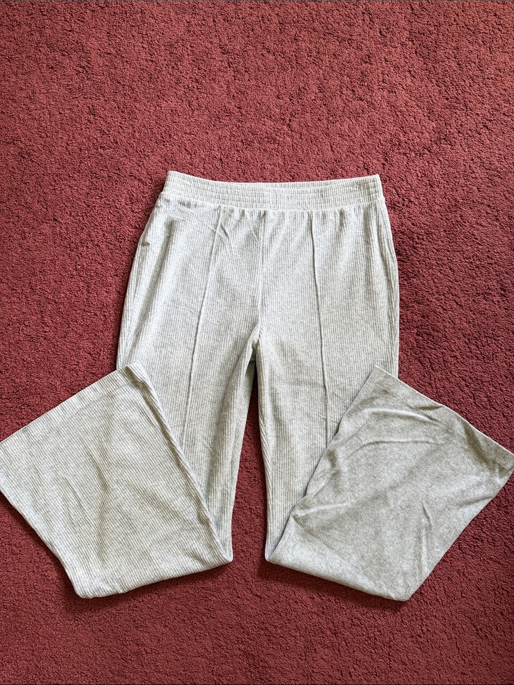 aerie Light Gray Ribbed Jogger Pants